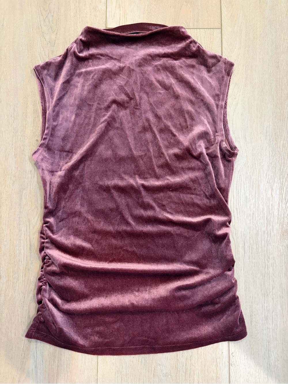 GAP Velvet Sleeveless Ruched Tank - Wine